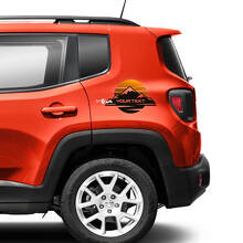 Paar Jeep Renegade Fender Mountain Side Logo Sonnenuntergang Retro Old School Grafik Vinyl Aufkleber Aufkleber Farbverlauf
 3