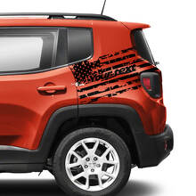 Paar Jeep Renegade Heckfender, USA-Flagge, zerstört, grafischer Vinyl-Aufkleber, Mono-Farbverlauf
 2