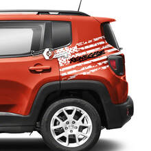 Paar Jeep Renegade Heckfender, USA-Flagge, zerstört, grafischer Vinyl-Aufkleber, 2 Farben
 2