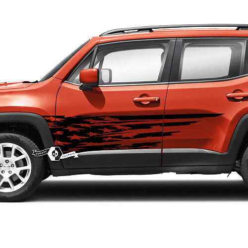 Paar Jeep Renegade Doors USA Flag Destroyed Graphic Vinyl Aufkleber Aufkleber
