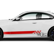 Paar BMW M2 M240 G42 F22 F87 M Performance Checkerboard Flag Seitenstreifen Türen Streifen Vinyl Aufkleber Aufkleber
 3