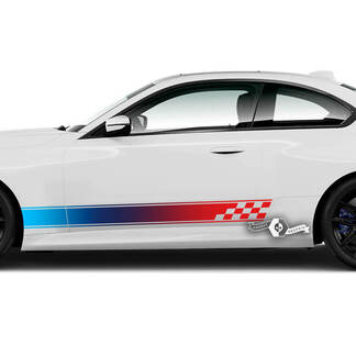 Paar BMW M2 M240 G42 F22 F87 M Performance Trim Checkerboard Flag Seitenstreifen Türen Streifen Vinyl Aufkleber Aufkleber – farbig
