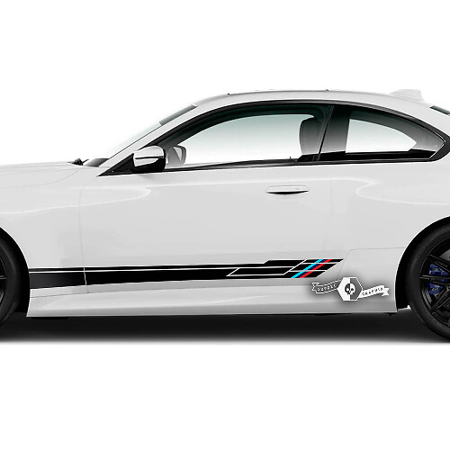 Paar BMW M2 M240 G42 F22 F87 M Performance Seitenstreifen Türen Logo Line Stripe Vinyl Aufkleber Aufkleber
