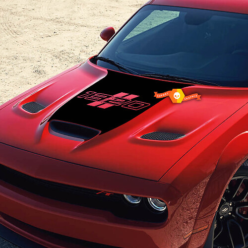 1320 Center Blackout — Vinylaufkleber (Motorhaube) für Dodge Challenger