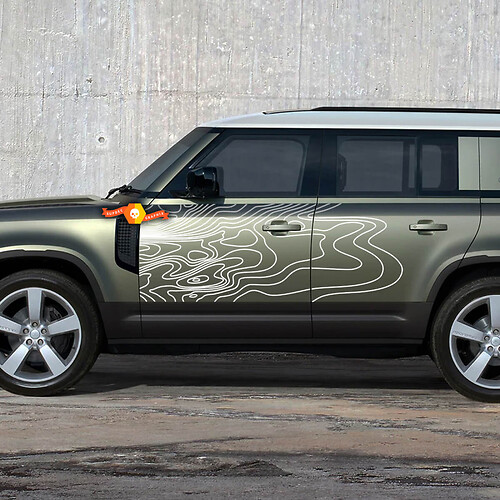 Paartüren Topografischer Kartenabziehal für Land Rover Defender 110 Vinylaufkleber
