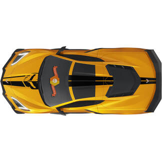 Das Kit passt auf die Motorhauben- und Heckklappenabdeckung des Chevrolet C8 Corvette Stingray Z06 C8R Rallye-Rennstreifen mit Vinyl-Aufklebern
