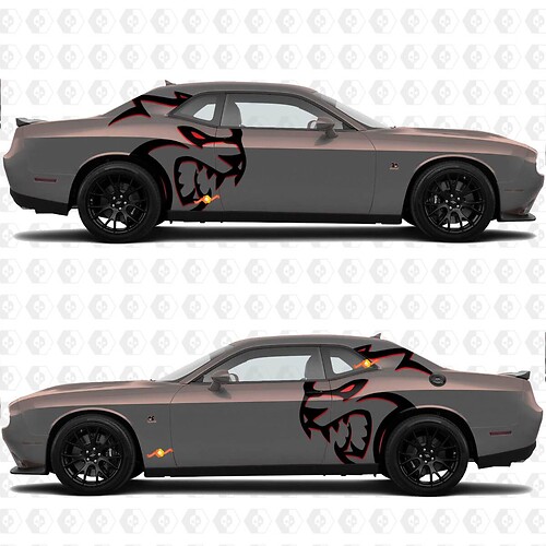 Zwei Farben Seitenaufkleber Aufkleber für Dodge Challenger Hellcat Red Eye Redeye oder Ladegerät
