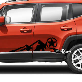 Paar Jeep Renegade Doors Side Mountains Graphic Military Star Vinyl Aufkleber Aufkleber Streifen
