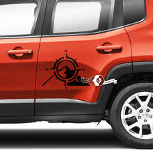 Paar Jeep Renegade Doors Side Mountains Graphic Compass Vinyl Aufkleber Aufkleber Streifen
 2