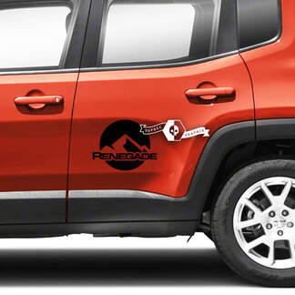 Paar Jeep Renegade Doors Side Mountains Graphic Logo Vinyl Aufkleber Aufkleber Streifen
