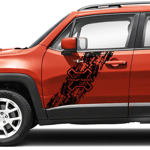 Paar Jeep Renegade Doors Side Graphic Battered Destroyed Splash Logo Vinyl Aufkleber Aufkleber Streifen

