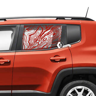 Paar Jeep Renegade Türen Fenster Seite Grafik Battered Topographic Map Vinyl Aufkleber Aufkleber Streifen
