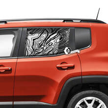 Paar Jeep Renegade Türen Fenster Seite Grafik Battered Topographic Map Vinyl Aufkleber Aufkleber Streifen
 2