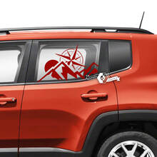 Paar Jeep Renegade Türen Fenster Seite Grafik Berge Kompass Karte Vinyl Aufkleber Aufkleber
 2