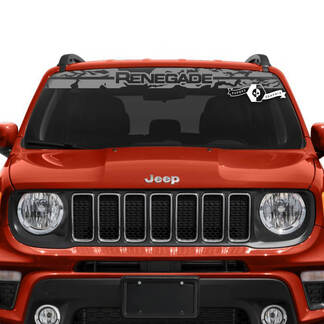 Jeep Renegade Windschutzscheibenfenster Grafik Logo Battered Destroyed Vinyl Aufkleber Aufkleber
