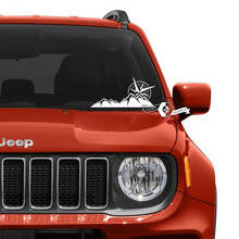Windschutzscheibe Fenster Jeep Renegade Grafik Berge Kompass Vinyl Aufkleber Aufkleber
 2