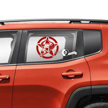 Paar Jeep Renegade Vinyl-Aufkleber für Türen, Fenster und Seiten mit Totenkopf-Motiv, Militärstern
 2