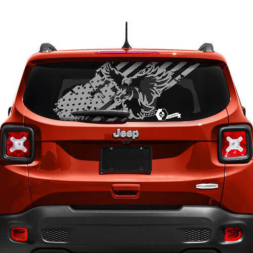 Jeep Renegade Tailgate Window USA Flag Battered Destroyed Vinyl Aufkleber Aufkleber
