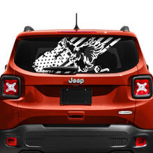 Jeep Renegade Tailgate Window USA Flag Battered Destroyed Vinyl Aufkleber Aufkleber
 2