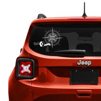 Jeep Renegade Heckklappen-Fenster-Logo, Kompass, Vinyl-Aufkleber
