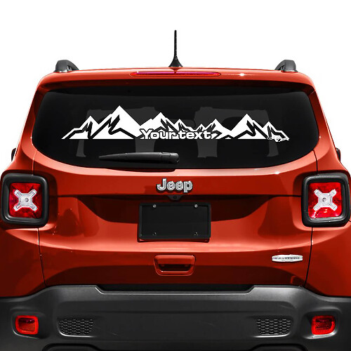 Mountain Custom Text Heckklappenfenster Vinyl Aufkleber für Jeep Renegade 1