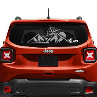 Jeep Renegade Tailgate Window Mountain Compass Logo Vinyl Aufkleber Aufkleber
