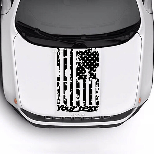 Benutzerdefinierter Text USA-Flagge zerkratzt zerstörtes Motorhauben-Logo Streifen Vinyl-Aufkleber für Jeep Renegade Trailhawk
