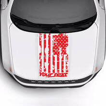 Benutzerdefinierter Text USA-Flagge zerkratzt zerstörtes Motorhauben-Logo Streifen Vinyl-Aufkleber für Jeep Renegade Trailhawk 3