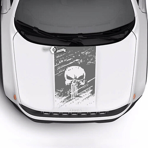 Jeep Renegade Trailhawk Sport Skull Destroyed Battered Hood Logo Stripe Vinyl Aufkleber Aufkleber
