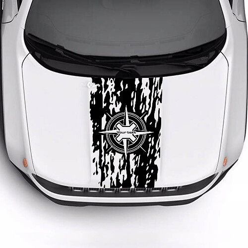 Benutzerdefinierter Text Kompass Verbeult Zerstört Fahne Motorhaube Vinylaufkleber für Jeep Renegade Trailhawk