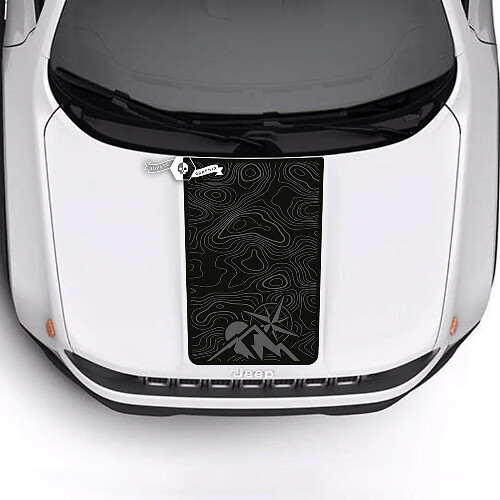 Jeep Renegade Trailhawk Sport Mountains Topografische Karte Kapuze Streifen Vinyl Aufkleber Aufkleber
