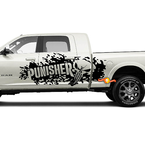 Punisher Splash Seiten Vinyl Aufkleber Set für Dodge Ram