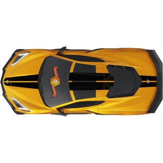 Kit von Chevrolet Corvette C8 Stingray Eray Z06-Modellen, Motorhaube, Dach, Heckstreifen, Corvette-Aufkleberstreifen in voller Länge
 1