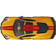 Vollflächiges Hauben-Dach-Heck Rennstreifen Vinyl-Aufkleber-Set für Chevrolet Corvette C8_2