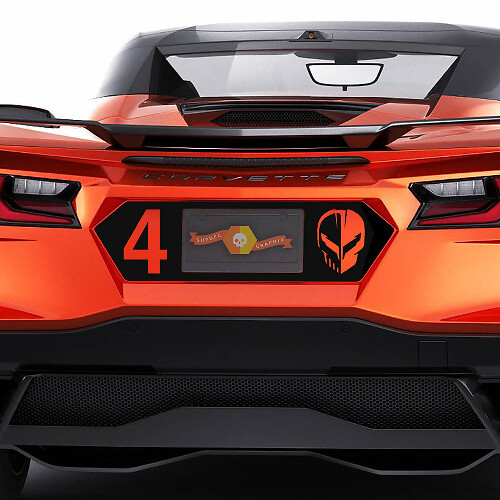 Nummer 4 & Totenkopf Heck-Kennzeichen Vinylaufkleber Für Chevrolet Corvette C8