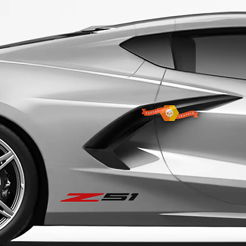 Paar Chevrolet Corvette C8 Z51 Racing Vinyl-Aufkleber für den hinteren Kotflügel, 2 Farben
