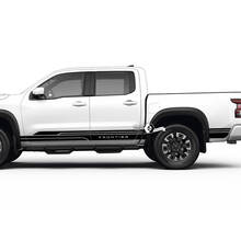 2 Nissan-Aufkleber, Rocker-Panel-Bett-Logo, seitliche topografische Karte, Nissan Frontier-Streifen-Vinyl-Aufkleber-Set
 2