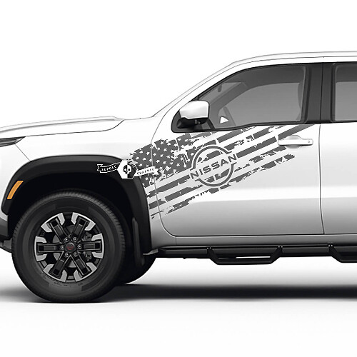 Verschlissenes USA-Flaggen-Türvinyl-Aufkleber-Set für Nissan Frontier
