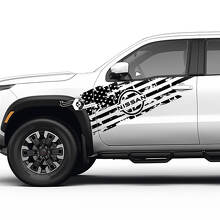 Verschlissenes USA-Flaggen-Türvinyl-Aufkleber-Set für Nissan Frontier_2