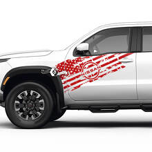 Verschlissenes USA-Flaggen-Türvinyl-Aufkleber-Set für Nissan Frontier_3