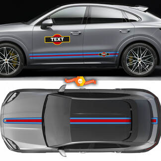 Porsche Martini-Stil Racing Stripes Türen Motorhaube Dach Kofferraumtür für Porsche Cayenne
