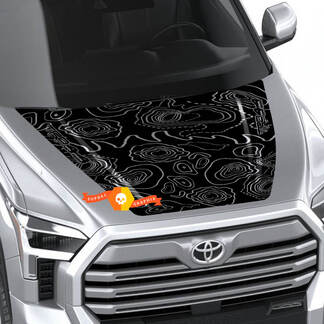 Hood TRD 4x4 Off Road Aufkleber Aufkleber mit topografischen Linien 2 Farben für Toyota Tundra 2022+
