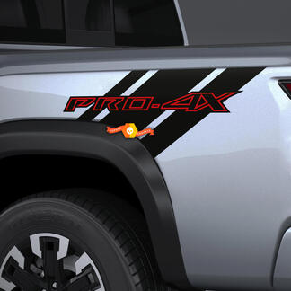 2X Nissan Frontier Pro-4X Bed Truck Car Vinyl beidseitige Aufkleber, Grafiken, 2 Farben
