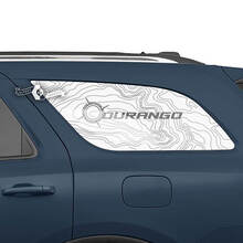 Paar Dodge Durango Seiten-Heckfenster-Topografie-Kartenlinien-Kompass-Aufkleber aus Vinyl
 2