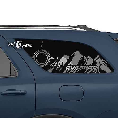 2x Dodge Durango Side Rear Window Mountains Compass Decal Vinyl Sticker
