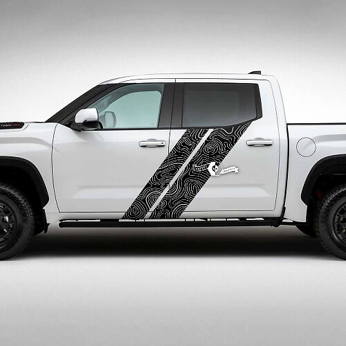 Topografische Karte Doppelstreifen Vinyl-Aufkleber-Set für Toyota Tundra