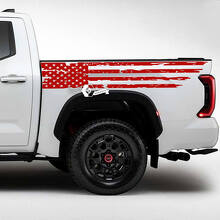 Paar Toyota Tundra Bed Side Rear Fender USA Flag Destroyed Grange Stripes Vinyl Aufkleber Aufkleber
 2