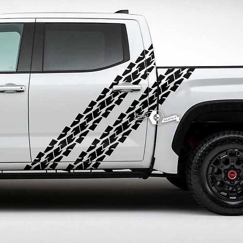 Paar Toyota Tundra Vintage-Türen, seitliche Doppelstreifen, topografische Karte, Vinyl-Aufkleber
