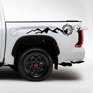 Paar Toyota Tundra Bed Side Rear Fender Mountains Compass Seitenstreifen Vinyl Aufkleber Aufkleber
