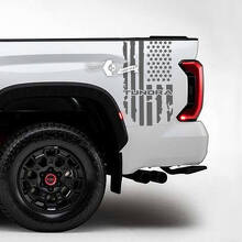 Abgegriffene USA-Flaggen-Bettseiten-Vinylaufkleber Paar für Toyota Tundra_2